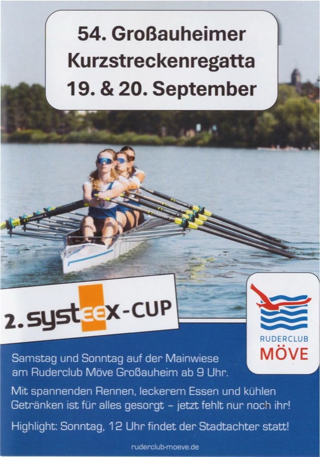 Plakat 54. Gro&szlig;auheimer Kurzstreckenregatta am 19. und 20. September &ndash; 2. systeex-CUP